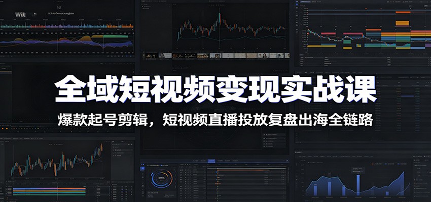 全域短视频变现实战课：爆款起号剪辑，短视频直播投放复盘出海全链路-baizmi