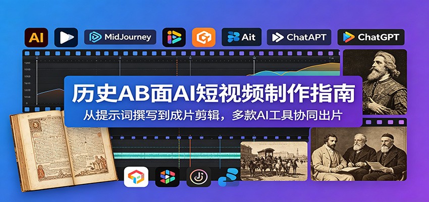 历史AB面AI短视频制作指南：从提示词撰写到成片剪辑，多款AI工具协同出片-baizmi