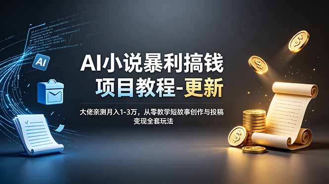AI小说暴利搞钱项目教程-更新，大佬亲测月入1-3万，从零教学短故事创作与投稿变现全套玩法-baizmi