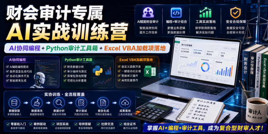 财会审计专属AI实战训练营｜AI协同编程+Python审计工具箱+Excel VBA加载项落地-baizmi