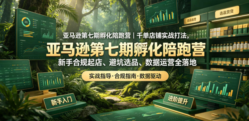 亚马逊第七期孵化陪跑营｜千单店铺实战打法，新手合规起店、避坑选品、数据运营全落地(更新0625)-baizmi