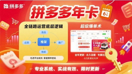 拼多多年卡，拼多多全链路运营底层逻辑，超级爆单术【更新26年6月】-baizmi