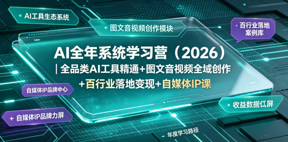 AI全年系统学习营(2026)｜全品类AI工具精通+图文音视频全域创作+百行业落地变现+自媒体IP打造年度进阶大课-baizmi