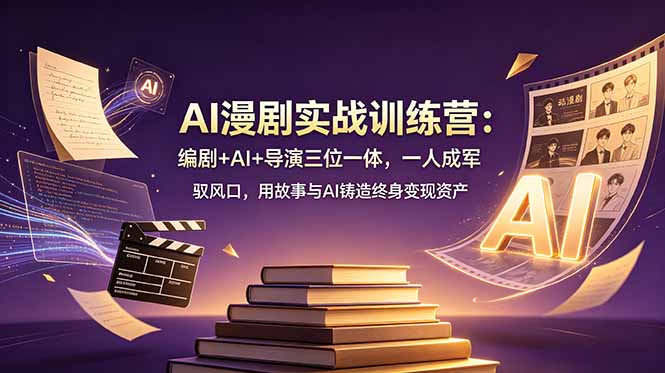 AI漫剧实战训练营：编剧+AI+导演三位一体，一人成军 驭风口，用故事与AI铸造终身变现资产-baizmi