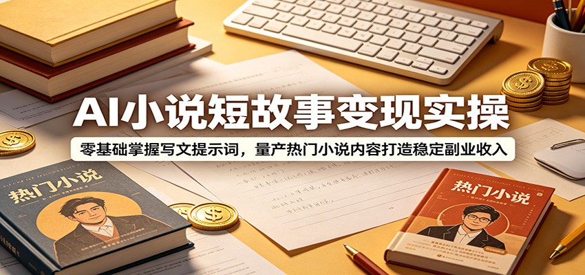 AI小说短故事变现实操：零基础掌握写文提示词，量产热门小说内容打造稳定副业收入-baizmi