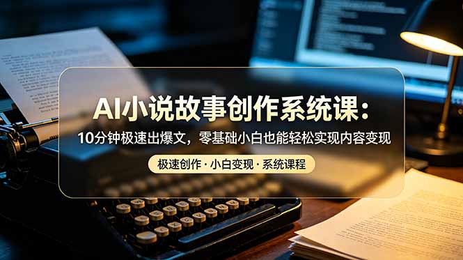 AI小说故事创作系统课：10分钟极速出爆文，零基础小白也能轻松实现内容变现-baizmi