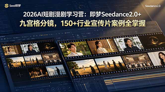 2026AI短剧漫剧学习营：即梦Seedance2.0+九宫格分镜，150+行业宣传片案例全掌握-baizmi