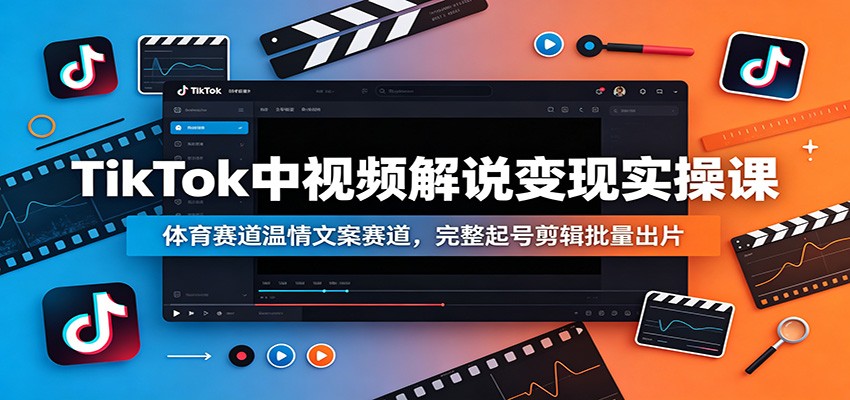 TikTok中视频解说变现实操课：体育赛道温情文案赛道，完整起号剪辑批量出片-baizmi