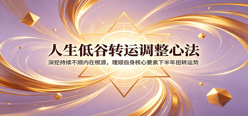 人生低谷转运调整心法：深挖持续不顺内在根源，理顺自身核心要素下半年扭转运势-baizmi