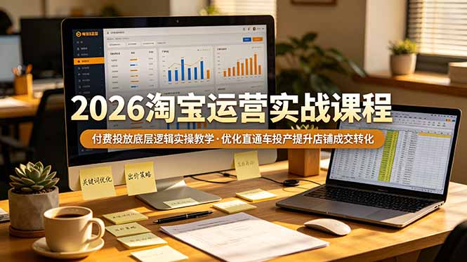 2026 淘宝运营实战课程，付费投放底层逻辑实操教学，优化直通车投产提升店铺成交转化-baizmi