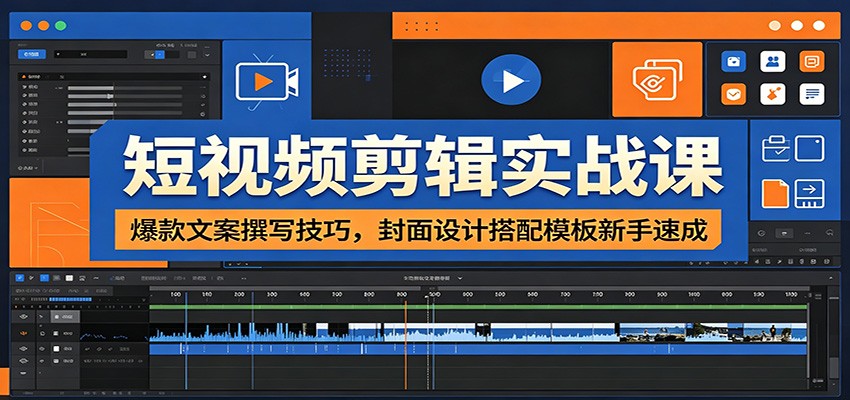 短视频剪辑实战课：爆款文案撰写技巧，封面设计搭配模板新手速成-baizmi