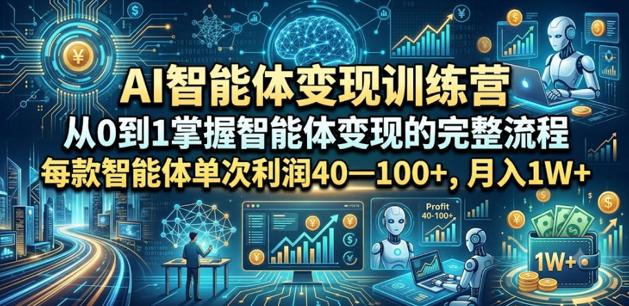AI智能体变现训练营，从0到1掌握智能体变现的完整流程，每款智能体单次利润40—100+，月入1W+-baizmi
