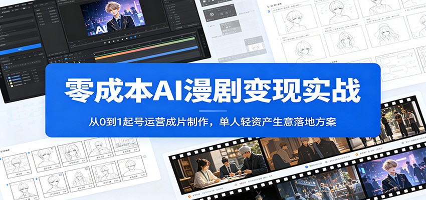 零成本AI漫剧变现实战：从0到1起号运营成片制作，单人轻资产生意落地方案-baizmi