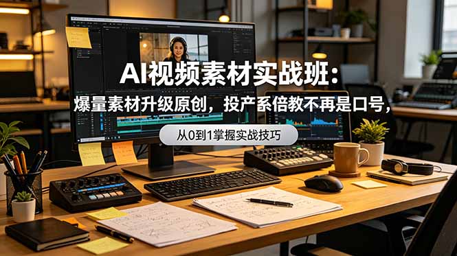 AI视频素材实战班：爆量素材升级原创，投产翻倍不再是口号，0-1系统教学实战落地-baizmi