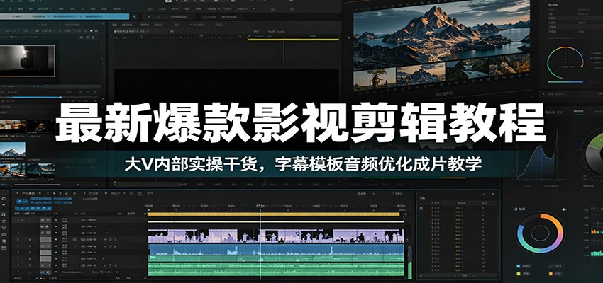 最新爆款影视剪辑教程：大V内部实操干货，字幕模板音频优化成片教学-baizmi