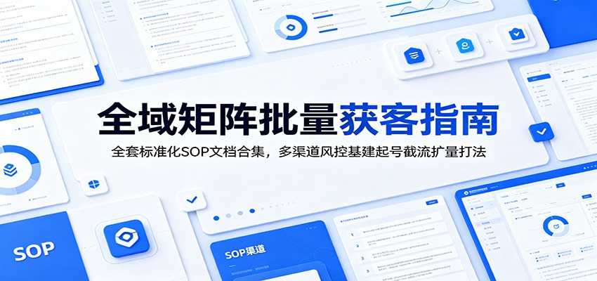 全域矩阵批量获客指南：全套标准化SOP文档合集，多渠道风控基建起号截流扩量打法-baizmi