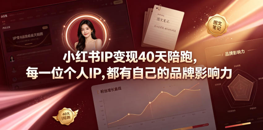 小红书IP变现40天陪跑，每一位个人IP，都有自己的品牌影响力-baizmi