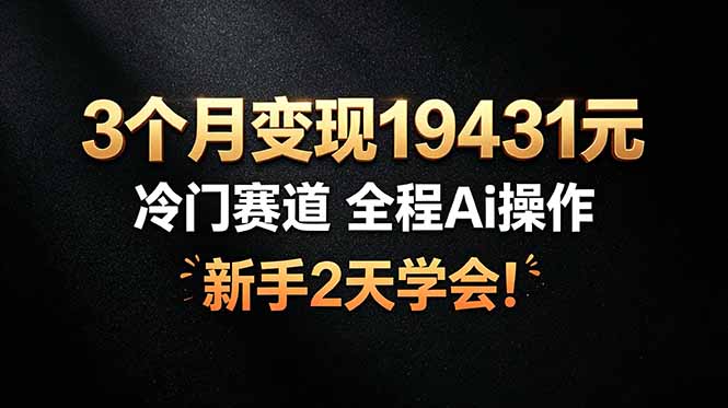 3个月变现19431元，冷门赛道 全程Ai操作，新手2天学会！-baizmi