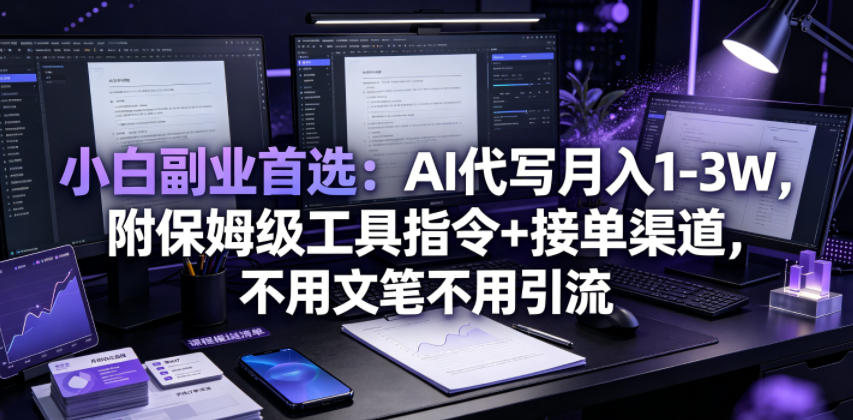 小白副业首选：AI代写月入1-3W，附保姆级工具指令+接单渠道，不用文笔不用引流【揭秘】-baizmi
