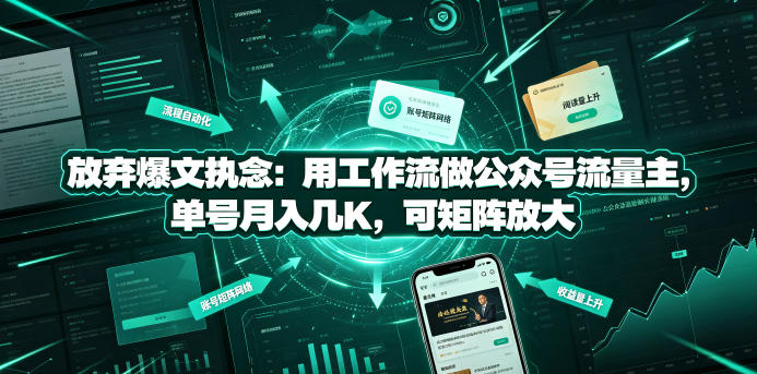 放弃爆文执念：用工作流做公众号流量主，单号月入几K，可矩阵放大-baizmi