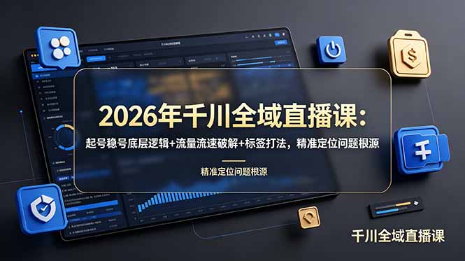 2026年千川全域直播课：起号稳号底层逻辑+流量流速破解+标签打法，精准定位问题根源-baizmi