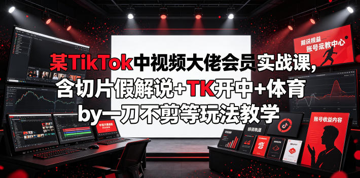 某TikTok中视频大佬会员实战课，含切片假解说+TK开中+体育by一刀不剪等玩法教学-baizmi