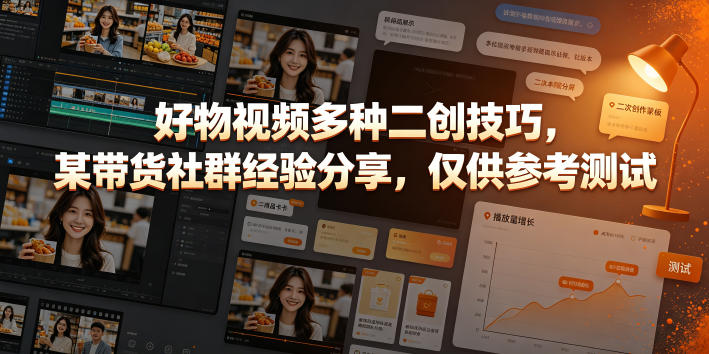 好物视频多种二创技巧，某带货社群经验分享，仅供参考测试-baizmi