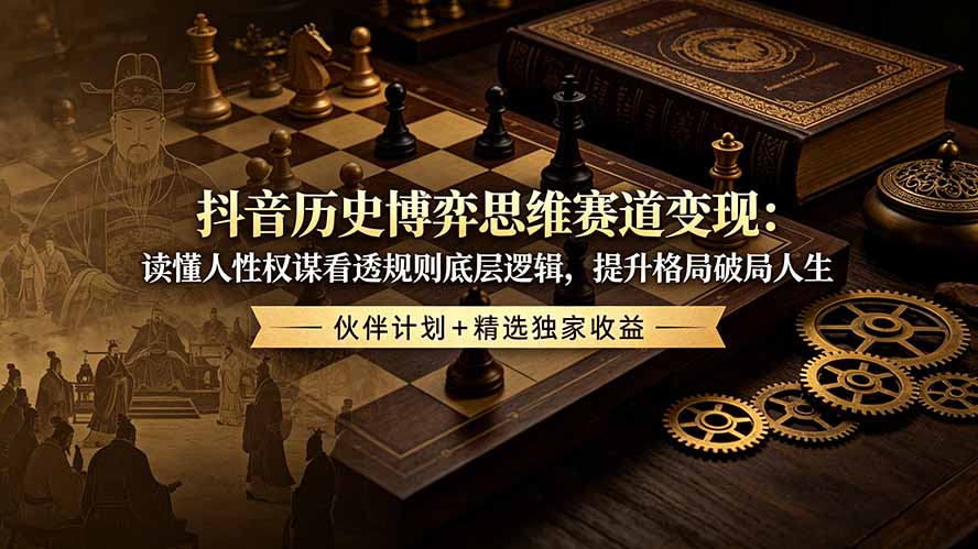 抖音历史博弈思维赛道变现：读懂人性权谋看透规则底层逻辑，提升格局破局人生，伙伴计划+精选独家收益-baizmi