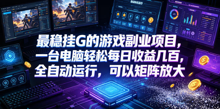 最稳挂G的游戏副业项目，一台电脑轻松每日收益几百，全自动运行，可以矩阵放大【揭秘】-baizmi