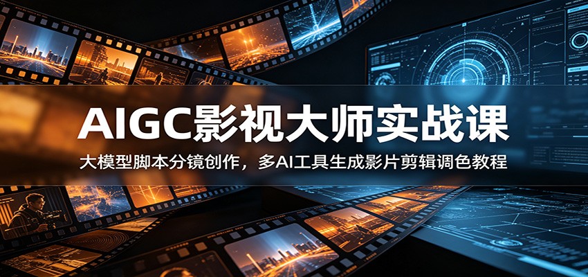 AIGC影视大师实战课：大模型脚本分镜创作，多AI工具生成影片剪辑调色教程-baizmi