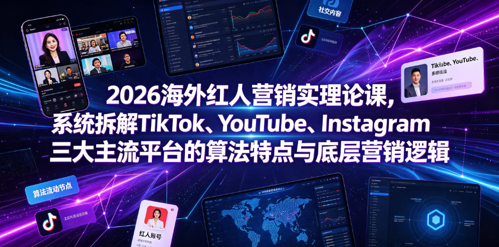 2026海外红人营销实理论课，系统拆解TikTok、YouTube、Instagram三大主流平台的算法特点与底层营销逻辑-baizmi