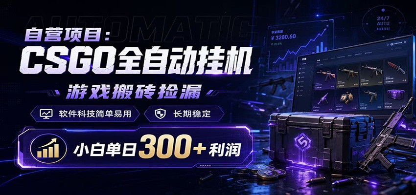 CSGO挂机捡漏项目通过利用游戏饰品交易机制，结合薄凉软件辅助捡漏，实现盈利-baizmi
