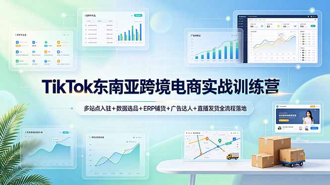 TikTok东南亚跨境电商实战训练营：多站点入驻+数据选品+ERP铺货+广告达人+直播发货全流程落地-baizmi