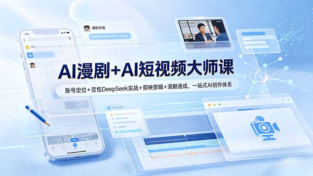 AI漫剧+AI短视频大师课：账号定位+豆包DeepSeek实战+剪映剪辑+漫剧速成，一站式AI创作体系-baizmi