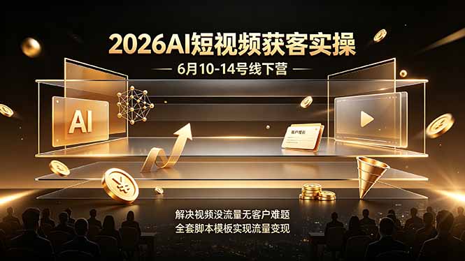 2026AI短视频获客实操6月10-14号线下营，解决视频没流量无客户难题，全套脚本模板实现流量变现-baizmi