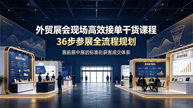 外贸展会现场高效接单干货课程，36步参展全流程规划，展前展中展后标准化获客成交体系-baizmi