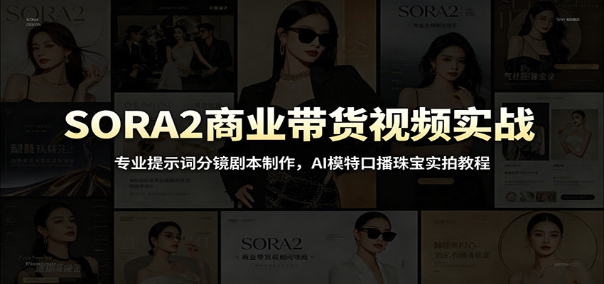 SORA2商业带货视频实战：专业提示词分镜剧本制作，AI模特口播珠宝实拍教程-baizmi