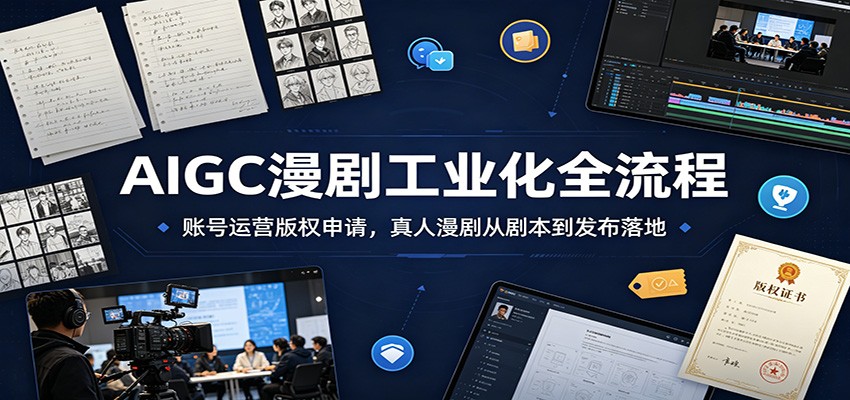 AIGC漫剧工业化全流程：账号运营版权申请，真人漫剧从剧本到发布落地-baizmi