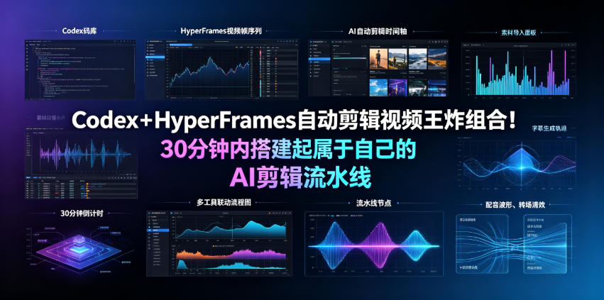 Codex＋HyperFrames自动剪辑视频王炸组合！30分钟内搭建起属于自己的AI剪辑流水线(完整版实操教程手册)-baizmi