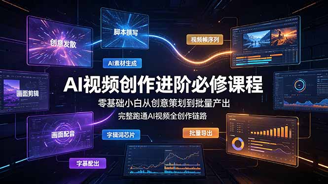 AI视频创作进阶必修课程：零基础小白从创意策划到批量产出，完整跑通AI视频全创作链路-baizmi