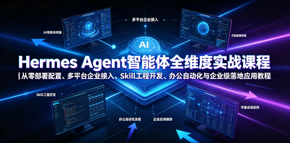 Hermes Agent智能体全维度实战课程｜从零部署配置、多平台企业接入、Skill工程开发、办公自动化与企业级落地应用教程-baizmi