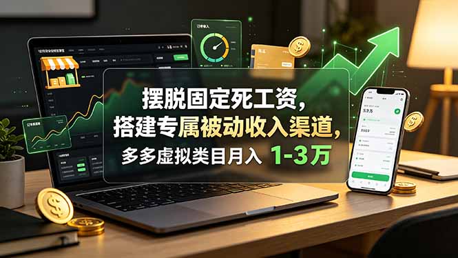 摆脱固定死工资，搭建专属被动收入渠道，多多虚拟类目月入 1-3 万-baizmi