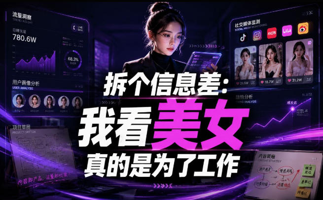 【理直气壮】我给看美女找了一个非常恰当的理由，信息差项目-baizmi