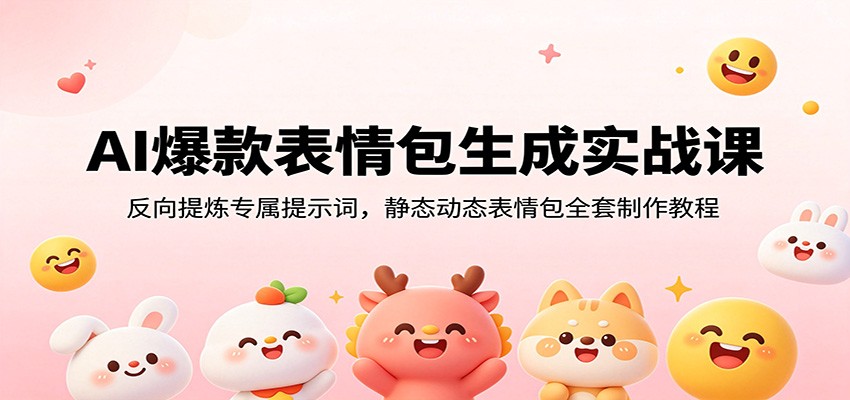 AI爆款表情包生成实战课：反向提炼专属提示词，静态动态表情包全套制作教程-baizmi