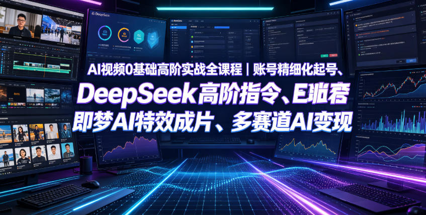 AI视频0基础高阶实战全课程｜账号精细化起号、DeepSeek高阶指令、即梦AI特效成片、多赛道AI短视频量产变现-baizmi