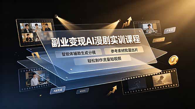 副业变现AI漫剧实训课程，智能体辅助生成分镜，参考素材批量出片，轻松制作流量短视频-baizmi