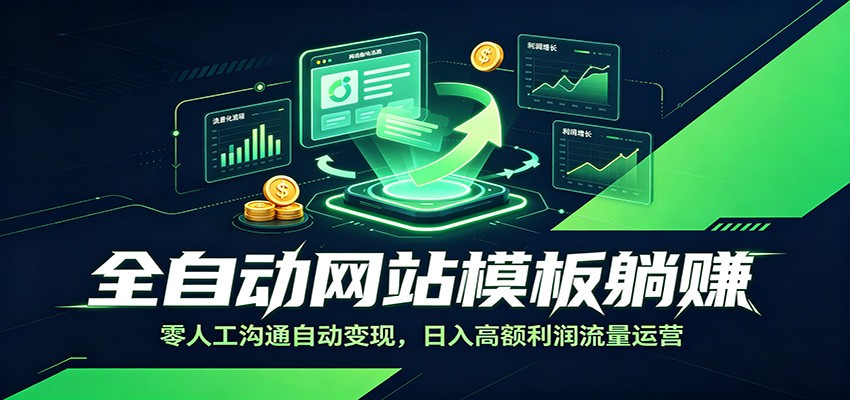 全自动网站模板躺赚：零人工沟通自动变现，日入高额利润流量运营-baizmi