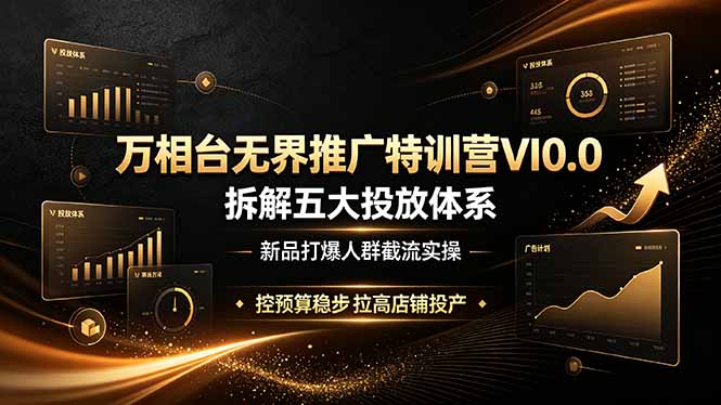 万相台无界推广特训营VI0.0，拆解五大投放体系，新品打爆人群截流实操，控预算稳步拉高店铺投产-baizmi
