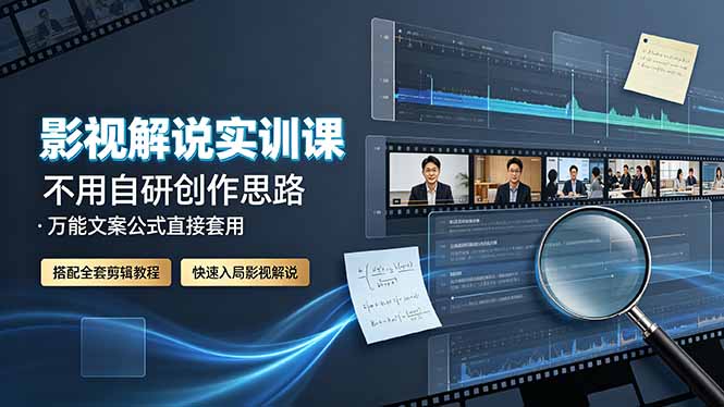 影视解说实训课：不用自研创作思路，万能文案公式直接套用，搭配全套剪辑教程，快速入局影视解说-baizmi