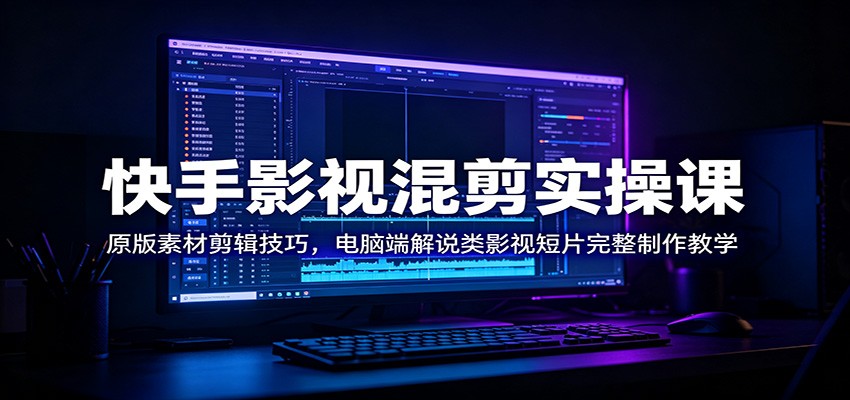 快手影视混剪实操课：原版素材剪辑技巧，电脑端解说类影视短片完整制作教学-baizmi